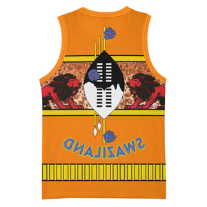 Swaziland Eswatini Basketball Jersey Lion Shield and Leopard Print Tribal Design - African Pride