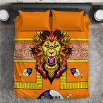 Swaziland Eswatini Bedding Set Lion Shield and Leopard Print Tribal Design