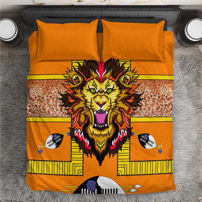 Swaziland Eswatini Bedding Set Lion Shield and Leopard Print Tribal Design