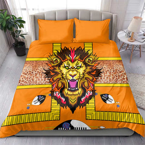Swaziland Eswatini Bedding Set Lion Shield and Leopard Print Tribal Design