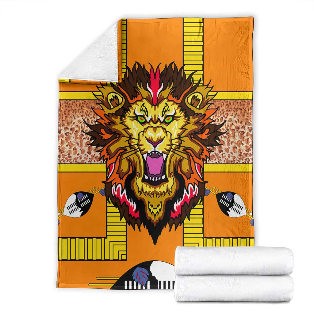 Swaziland Eswatini Blanket Lion Shield and Leopard Print Tribal Design