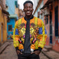 Swaziland Eswatini Bomber Jacket Lion Shield and Leopard Print Tribal Design