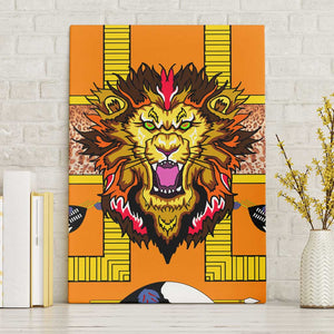 Swaziland Eswatini Canvas Wall Art Lion Shield and Leopard Print Tribal Design