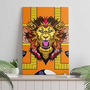 Swaziland Eswatini Canvas Wall Art Lion Shield and Leopard Print Tribal Design