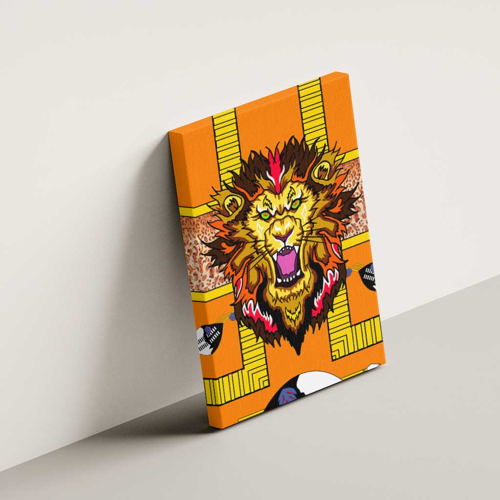 Swaziland Eswatini Canvas Wall Art Lion Shield and Leopard Print Tribal Design