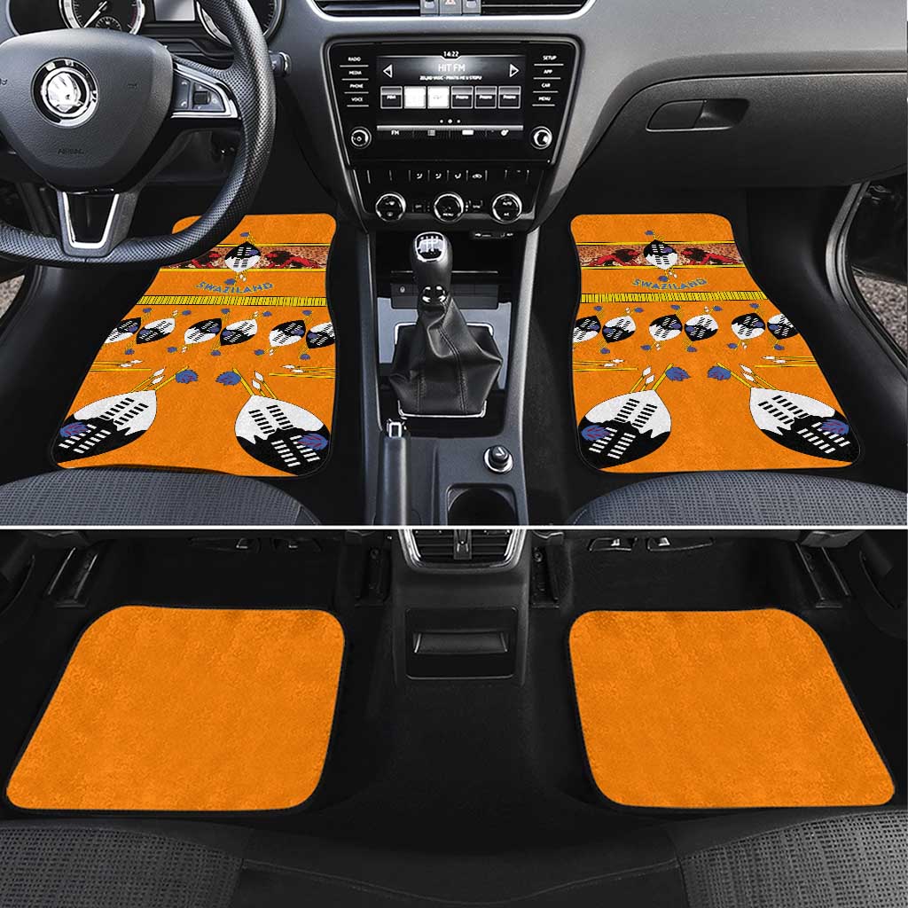 Swaziland Eswatini Car Mats Lion Shield and Leopard Print Tribal Design