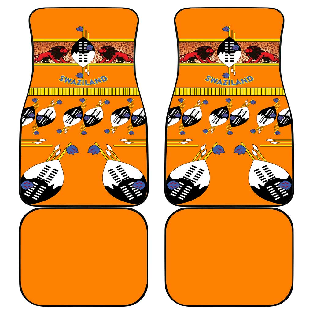 Swaziland Eswatini Car Mats Lion Shield and Leopard Print Tribal Design
