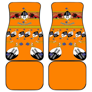 Swaziland Eswatini Car Mats Lion Shield and Leopard Print Tribal Design