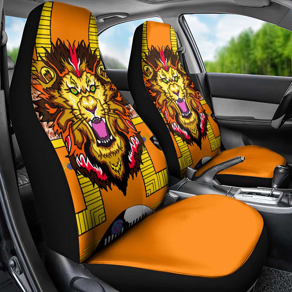 Swaziland Eswatini Car Seat Cover Lion Shield and Leopard Print Tribal Design