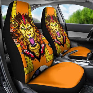 Swaziland Eswatini Car Seat Cover Lion Shield and Leopard Print Tribal Design