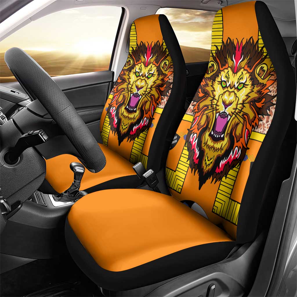 Swaziland Eswatini Car Seat Cover Lion Shield and Leopard Print Tribal Design