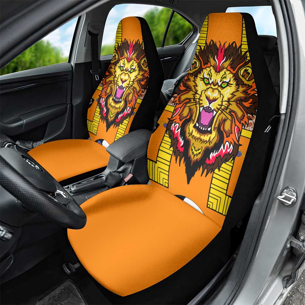 Swaziland Eswatini Car Seat Cover Lion Shield and Leopard Print Tribal Design