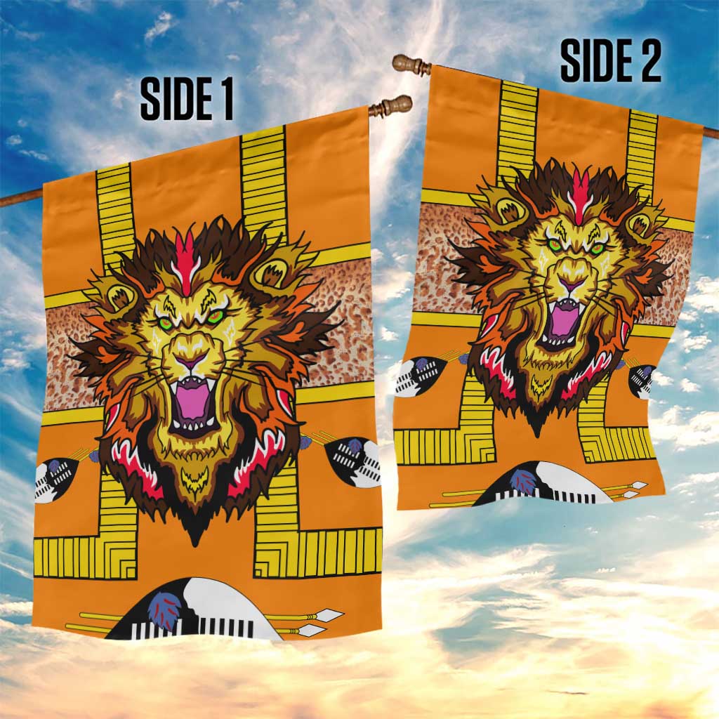 Swaziland Eswatini Garden Flag Lion Shield and Leopard Print Tribal Design