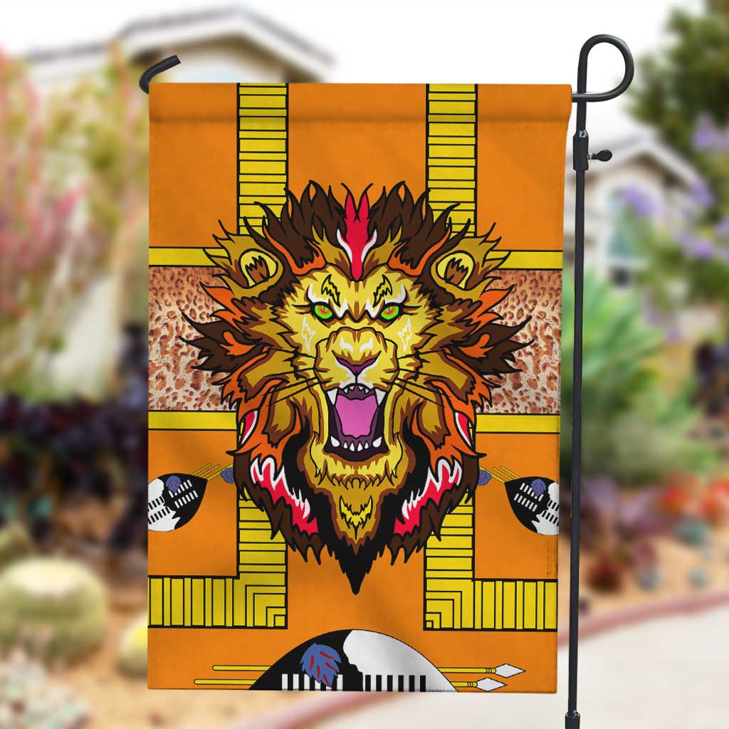 Swaziland Eswatini Garden Flag Lion Shield and Leopard Print Tribal Design