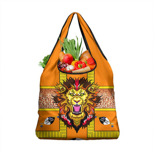 Swaziland Eswatini Grocery Bag Lion Shield and Leopard Print Tribal Design