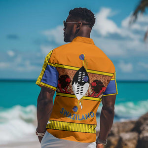 Swaziland Eswatini Hawaiian Shirt Lion Shield and Leopard Print Tribal Design