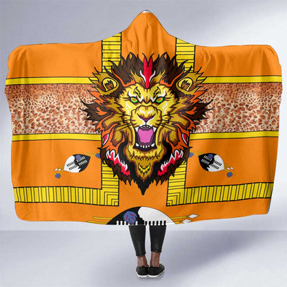 Swaziland Eswatini Hooded Blanket Lion Shield and Leopard Print Tribal Design