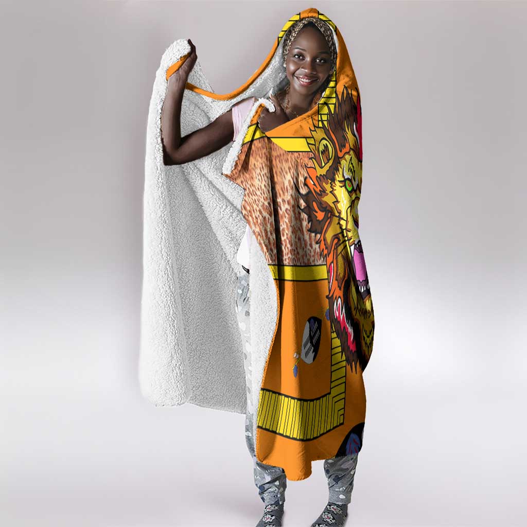 Swaziland Eswatini Hooded Blanket Lion Shield and Leopard Print Tribal Design