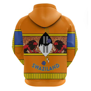 Swaziland Eswatini Hoodie Lion Shield and Leopard Print Tribal Design