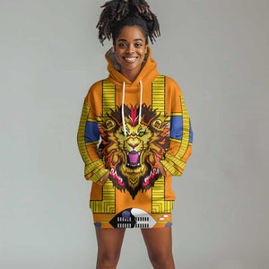 Swaziland Eswatini Hoodie Dress Lion Shield and Leopard Print Tribal Design
