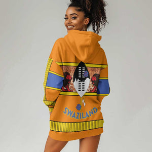 Swaziland Eswatini Hoodie Dress Lion Shield and Leopard Print Tribal Design