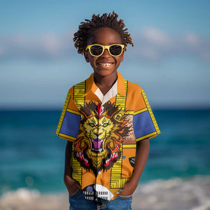 Swaziland Eswatini Kid Hawaiian Shirt Lion Shield and Leopard Print Tribal Design