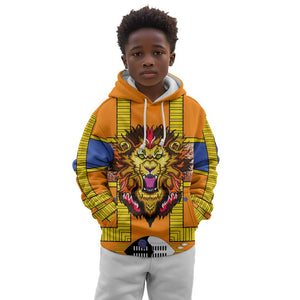 Swaziland Eswatini Kid Hoodie Lion Shield and Leopard Print Tribal Design