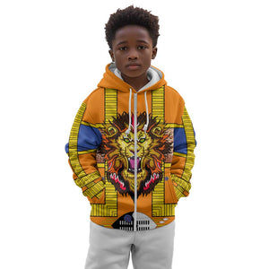 Swaziland Eswatini Kid Hoodie Lion Shield and Leopard Print Tribal Design