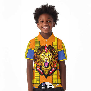 Swaziland Eswatini Kid Polo Shirt Lion Shield and Leopard Print Tribal Design
