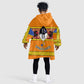 Swaziland Eswatini Kid Wearable Blanket Hoodie Lion Shield and Leopard Print Tribal Design