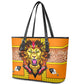 Swaziland Eswatini Leather Tote Bag Lion Shield and Leopard Print Tribal Design