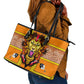 Swaziland Eswatini Leather Tote Bag Lion Shield and Leopard Print Tribal Design