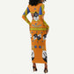 Swaziland Eswatini Long Sleeve Bodycon Dress Lion Shield and Leopard Print Tribal Design TS04