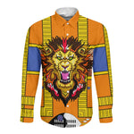 Swaziland Eswatini Long Sleeve Button Shirt Lion Shield and Leopard Print Tribal Design