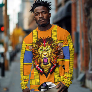 Swaziland Eswatini Long Sleeve Shirt Lion Shield and Leopard Print Tribal Design