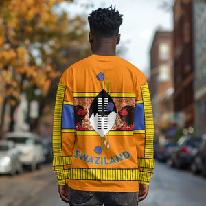 Swaziland Eswatini Long Sleeve Shirt Lion Shield and Leopard Print Tribal Design