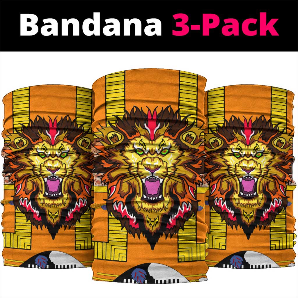 Swaziland Eswatini Neck Gaiter Lion Shield and Leopard Print Tribal Design TS04