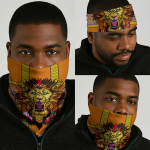 Swaziland Eswatini Neck Gaiter Lion Shield and Leopard Print Tribal Design TS04