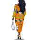 Swaziland Eswatini Off The Shoulder Long Sleeve Dress Lion Shield and Leopard Print Tribal Design