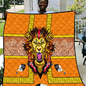Swaziland Eswatini Quilt Lion Shield and Leopard Print Tribal Design