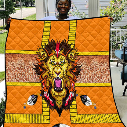 Swaziland Eswatini Quilt Lion Shield and Leopard Print Tribal Design