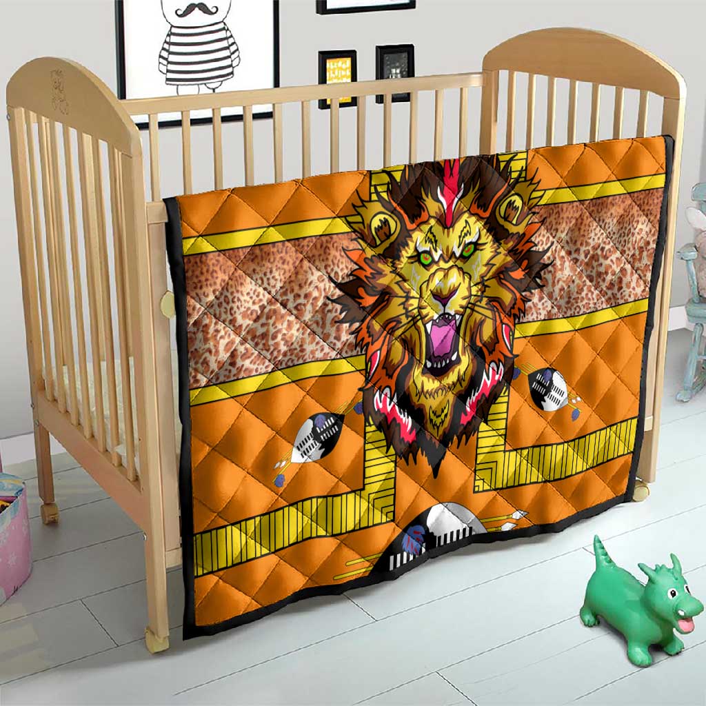 Swaziland Eswatini Quilt Lion Shield and Leopard Print Tribal Design