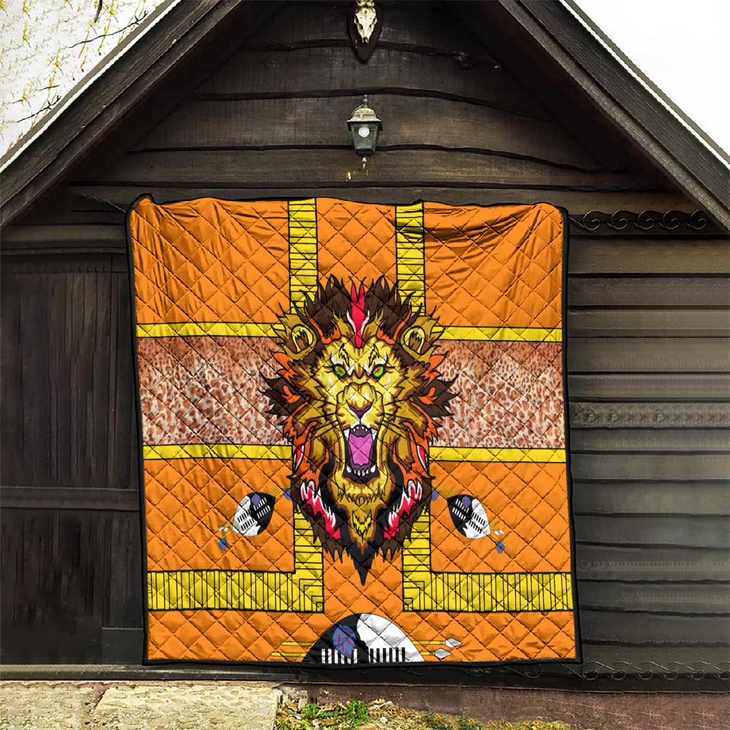 Swaziland Eswatini Quilt Lion Shield and Leopard Print Tribal Design