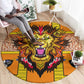Swaziland Eswatini Round Carpet Lion Shield and Leopard Print Tribal Design