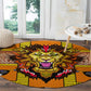 Swaziland Eswatini Round Carpet Lion Shield and Leopard Print Tribal Design