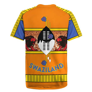 Swaziland Eswatini Rugby Jersey Lion Shield and Leopard Print Tribal Design