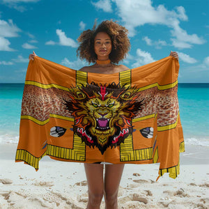 Swaziland Eswatini Sarong Lion Shield and Leopard Print Tribal Design