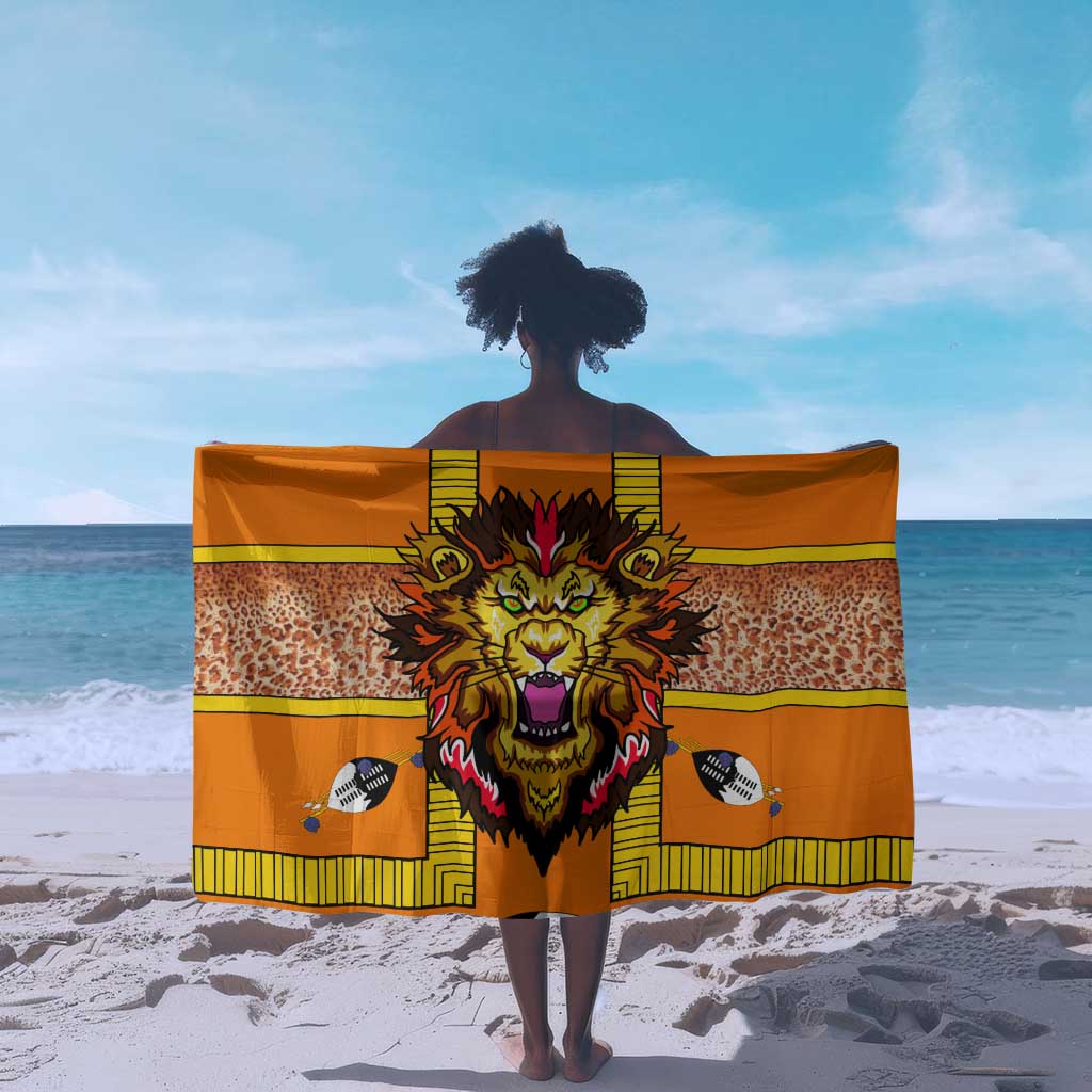Swaziland Eswatini Sarong Lion Shield and Leopard Print Tribal Design
