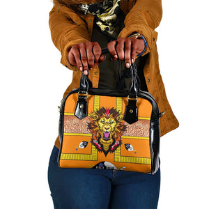 Swaziland Eswatini Shoulder Handbag Lion Shield and Leopard Print Tribal Design