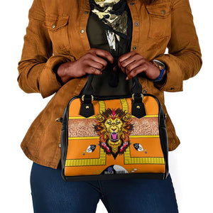 Swaziland Eswatini Shoulder Handbag Lion Shield and Leopard Print Tribal Design